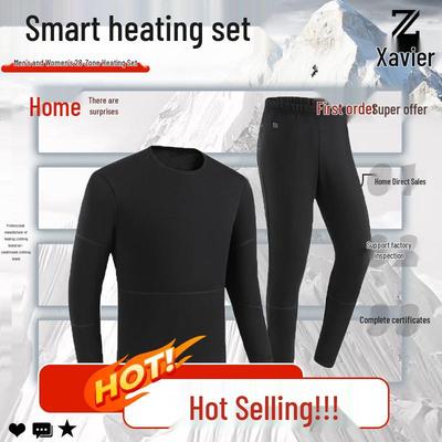 Unisex USB Heated Winter Underwear Set with Round Neck