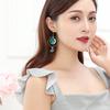 Japanese Small Fresh Blue Star Moon Earrings Symmetrical Versatile Planet Geometric Round Ear Hook Long Earrings