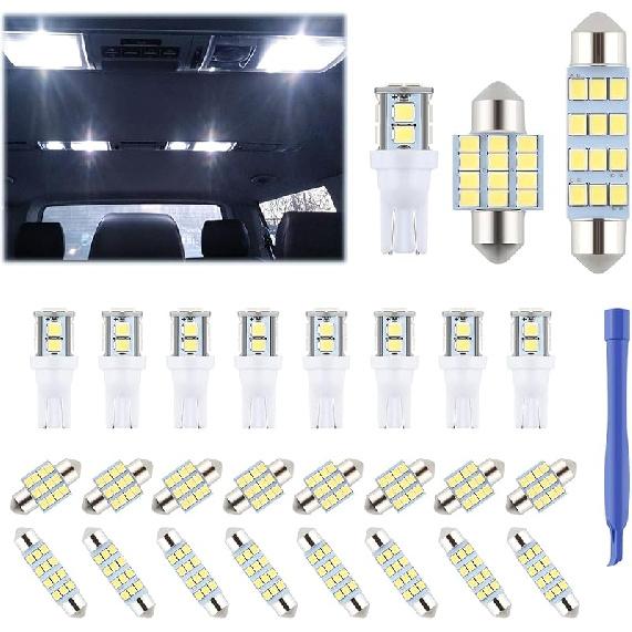 24 Pieces Dome Light LED Car Interior Bulb Kit Set 194 T10 DE3175 578 31Mm 42Mm Bulbs Interior Replacement Lights For Car Map License Plate Door Side