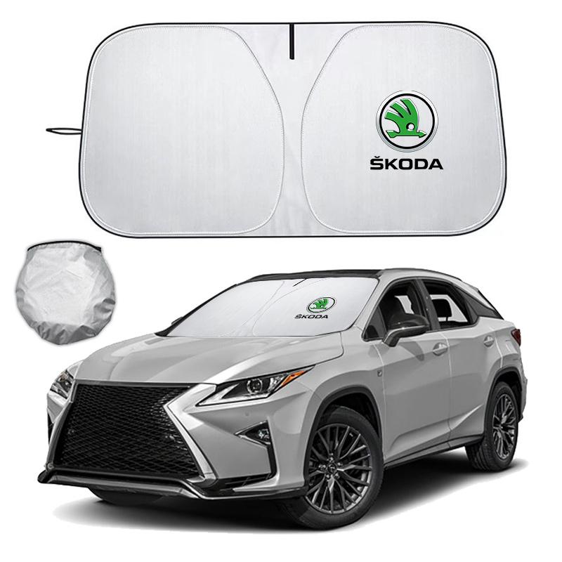 WMTY7 Car UV Protection Windshield Sun Visor Foldable Sun Shade Cover For Skoda Octavia Rapid Fabia Superb Kodiaq Scala Karoq Kamiq