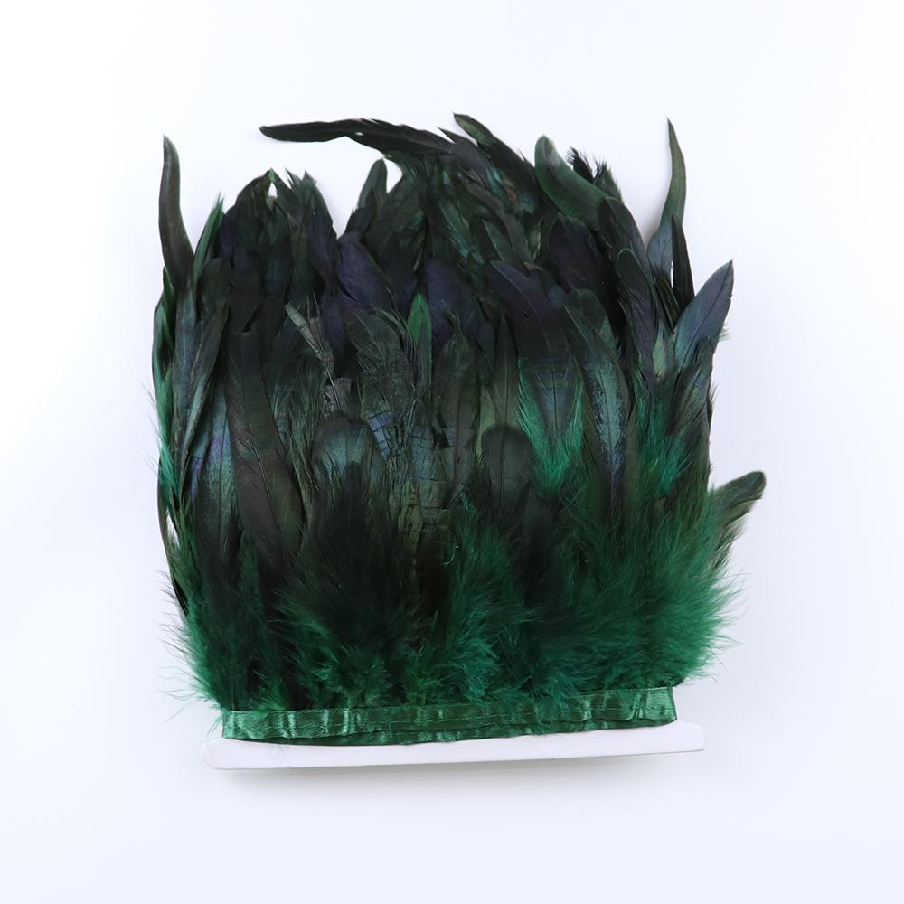 1 Meter Balck Rooster Hair Natural Feathers  Trim Fringe 13-18cm Ribbon for Sewing Clothing Party Decorations Craft Accessories