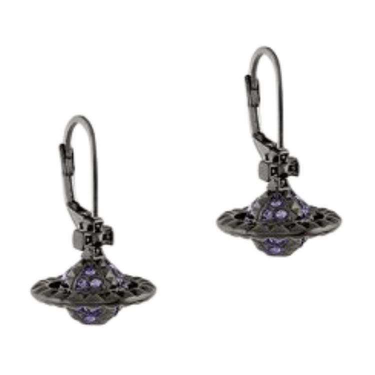 

Vivienne Westwood Mayfair Saturn Sphere Pendant Earrings Unisex Earrings Gunmetal-Gray Purple-Diamond 8050889827030 Basic Packaging-Dust Bag+Box