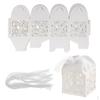 20 Pieces of Paper Hollow Boxes Ribbon Wedding Party - White, As Described