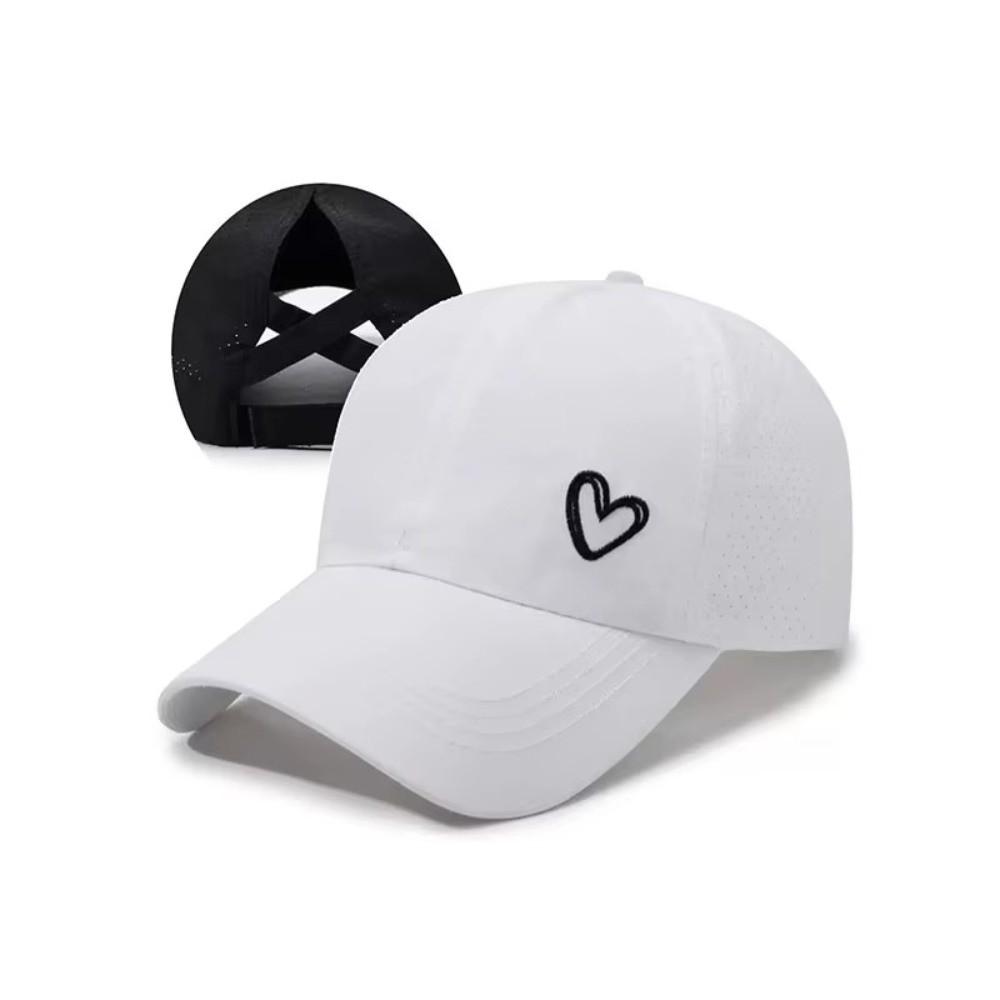 Love Heart Ponytail Baseball Cap Adjustable Snapback Hat Fashion Sunshade Sun Hat Outdoor
