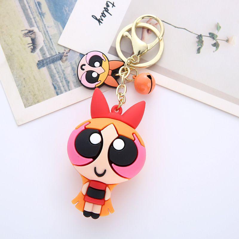 Lovely Powerpuff Girls Cartoon Keychain Bag Pendant For Kids