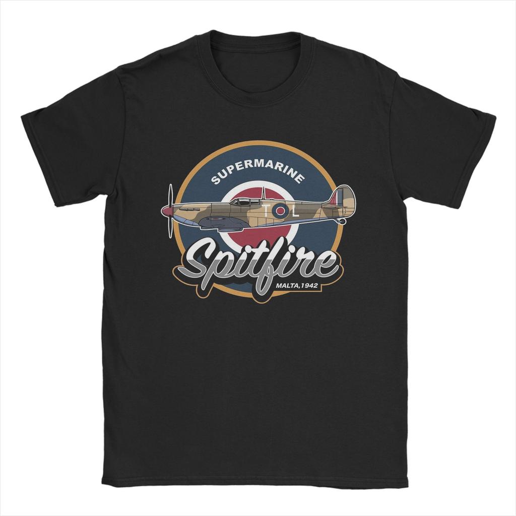 Couple T Shirt Supermarine Spitfire Malta T Shirts Trending Summer Tees Y2K Basic 100 Cotton Clothes Birthday Gift