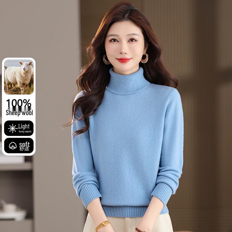 SNOWFLYING Women s 100% Merino Wool High-Neck Pullover Sweater L