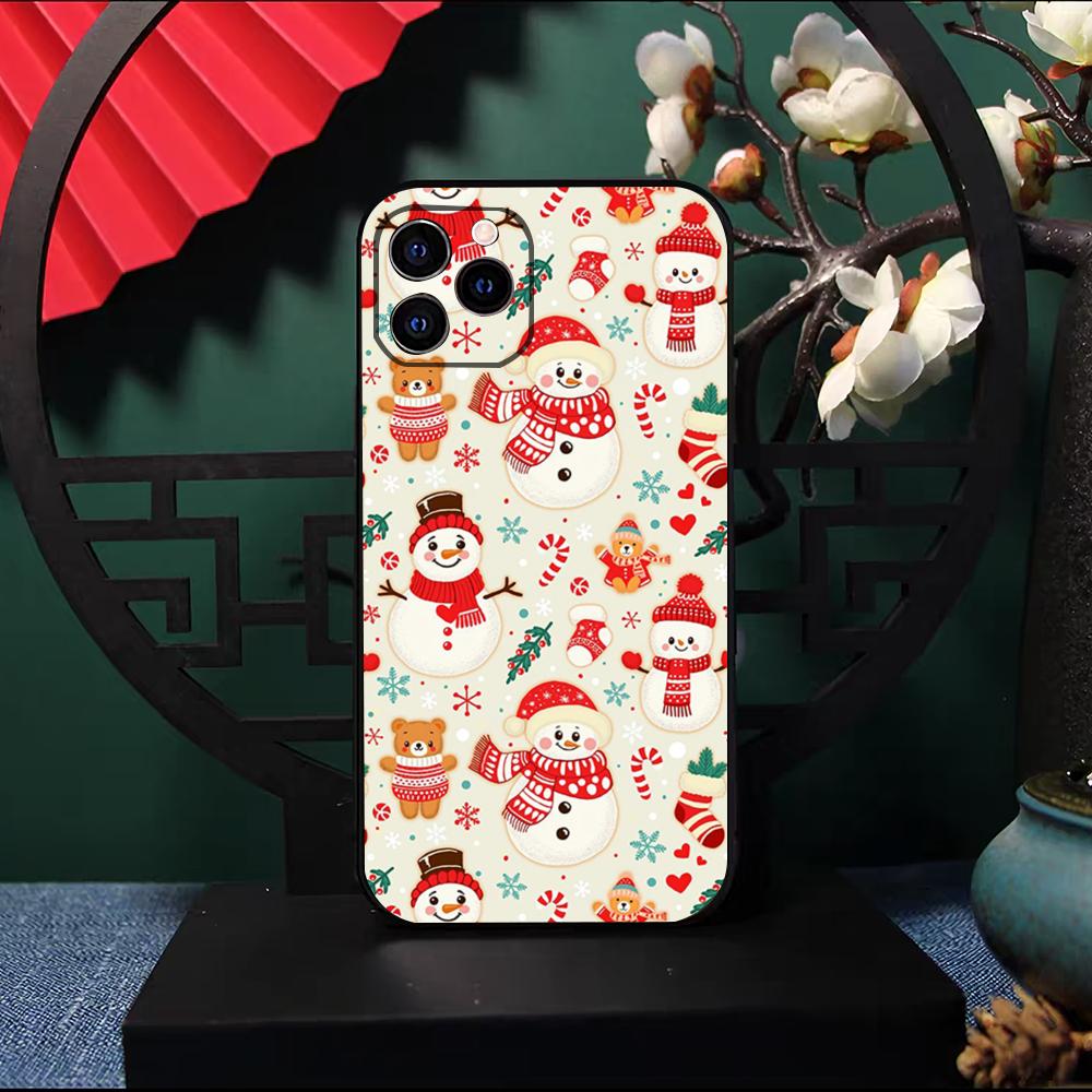 Christmas Santa Claus Snowman Phone Case For IPhone 17 Pro Max 16 15 14 Pro Max 13 11 X Xs Xr 8 7Plus Silicone Cover