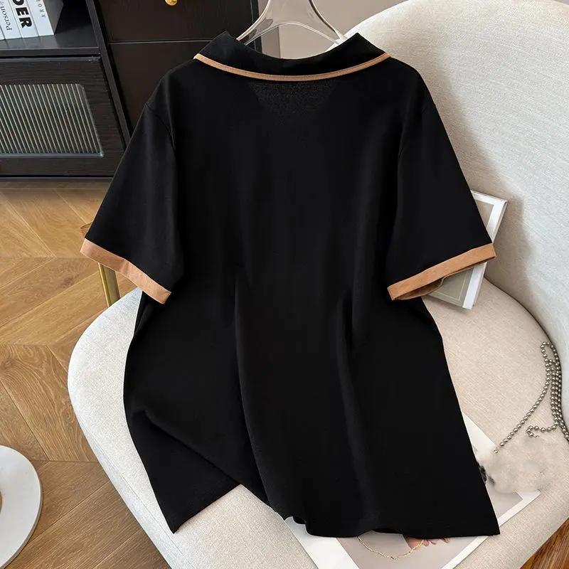 Women's Summer Collared Short-Sleeve T-Shirt - Lightweight Loose-Fit Half-Sleeve Top