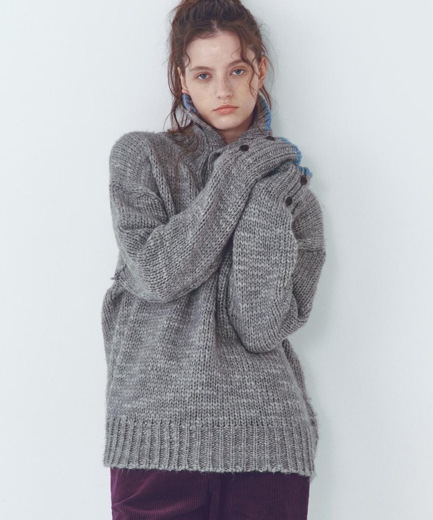 CITTA Wool High-Neck Heavy Knit_Ctk254(Grey)