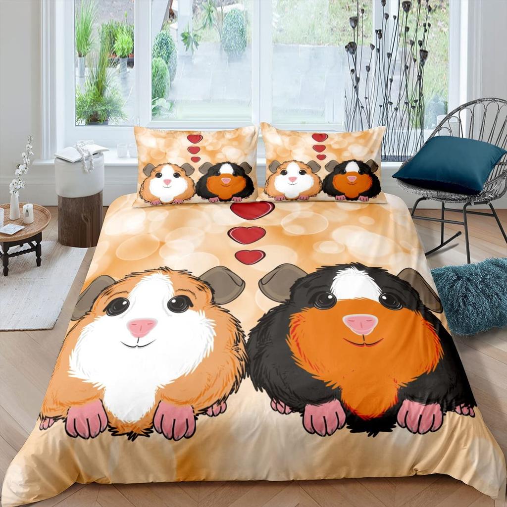 Yellow Maple Leaf French Bulldog Microfiber Bedroom Comforter Cover with Pillowcases Lovely Pet Dog Bed Sets for Girl Boy Teen
