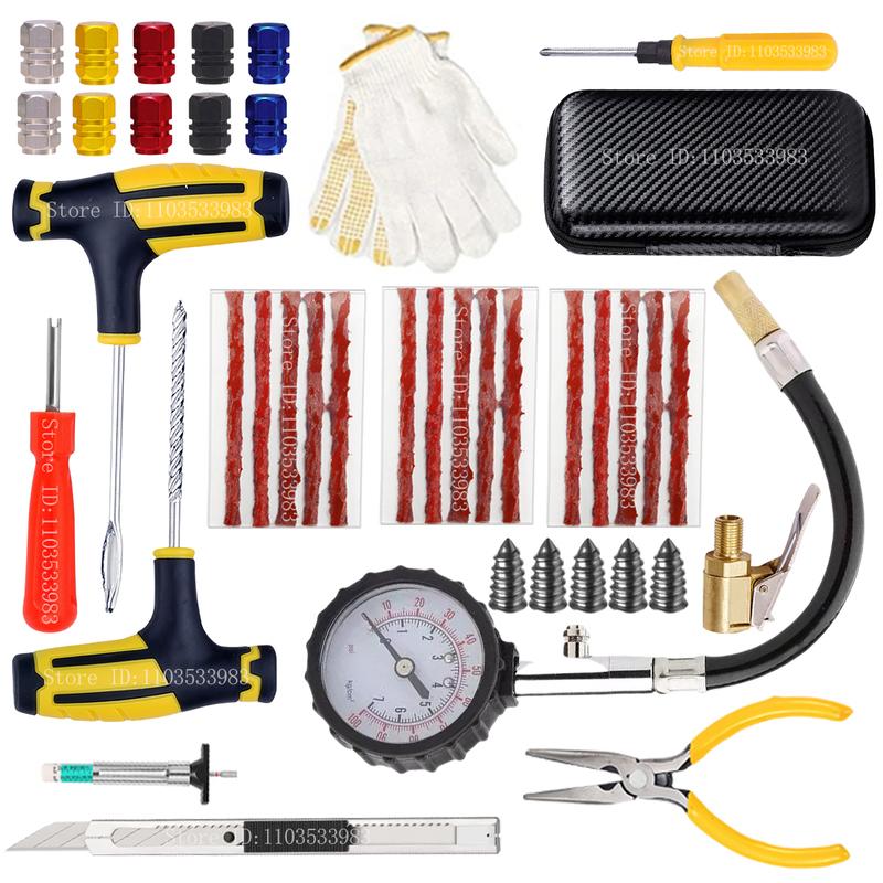 New Car Motorcycle Tire Repair Kit Puncture Plug Tools Tyre Puncture Emergency for Tire Strips Stirring Glue Repair Tool Kit