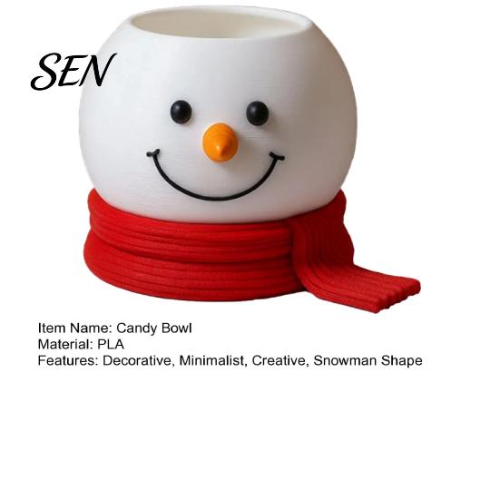 PLA 3D Printed Bowl Christmas Snowman Candy Bowl, Cute Desktop Organizer, Creative Desk Living Room Table Decor Storage Container for Holiday