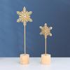 Snowflake  Ornaments, Nordic Style Wooden Round Bottom Creative 3d Wrought Iron Snowflake-shaped Decoration, Living Room Cabinet Home Furnishings
