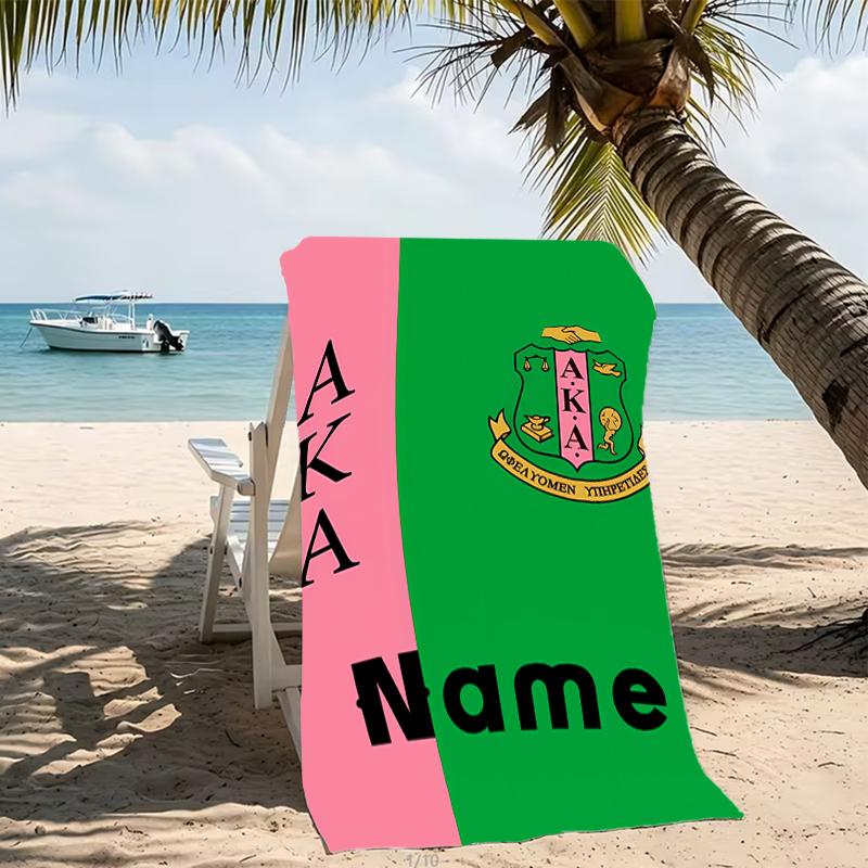 Customizable personalized beach towels Alpha Kappa Alpha logo themed designs.Suitable for the beach, yoga, sports;ideal as beach accessories
