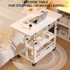 Mobile Portable Desk Adjustable Height Study Table with Storage Shelf Bedside Desk for Working Eating OPTIONAL USB Fan & Light