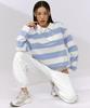 XEXYMIX Striped Oversized Crop Long Sleeve Sky Melody Xfk1Ql1103