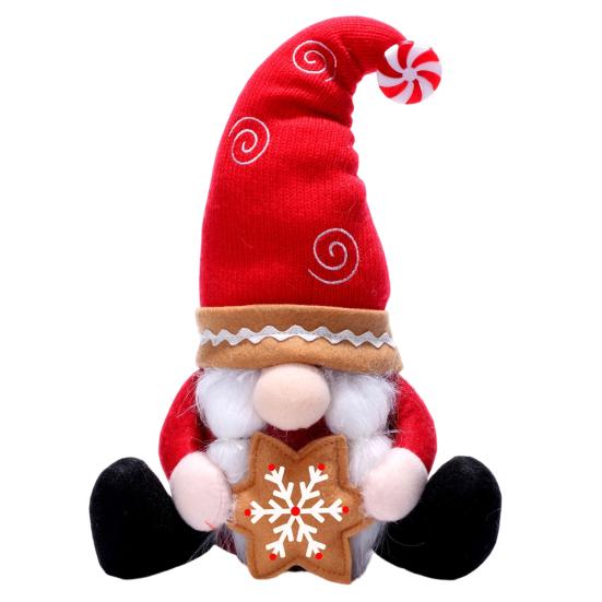 Charming Christmas Gift Sets Gnome Decoration, Nordic Red Santa Figurine, Tomte Swedish Window Display Dolls Elf Ornament with Tree/Snowflake