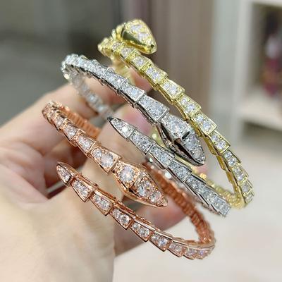Bracelet à nœud géométrique haut de gamme, luxe léger, bracelet à nœud haut, bracelet tendance en forme d'os en zircon avec bouche ouverte