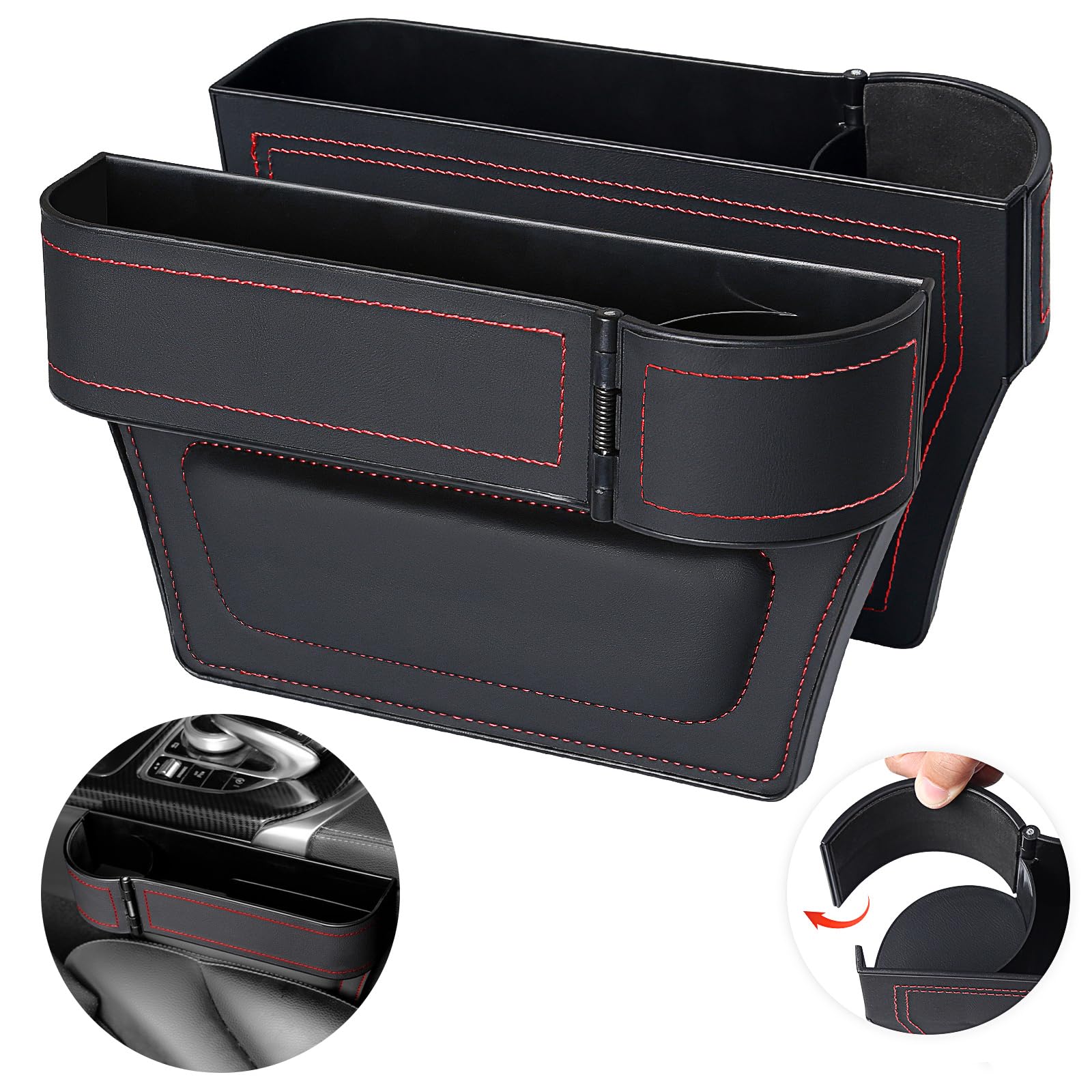 Car Seat Gap Storage Box [2025 New Design, Set of 2, Driver/Passenger Seat] Multifunctional Seatside Pocket, Convenient Car Accessory, Premium Leather