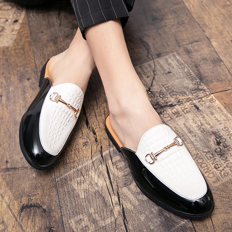 Luxury Designer Brand Men's Alligator Pattern Sandals Half Sequin Shoes For Men Mules Casual Shoes Slides Loafers Slippers