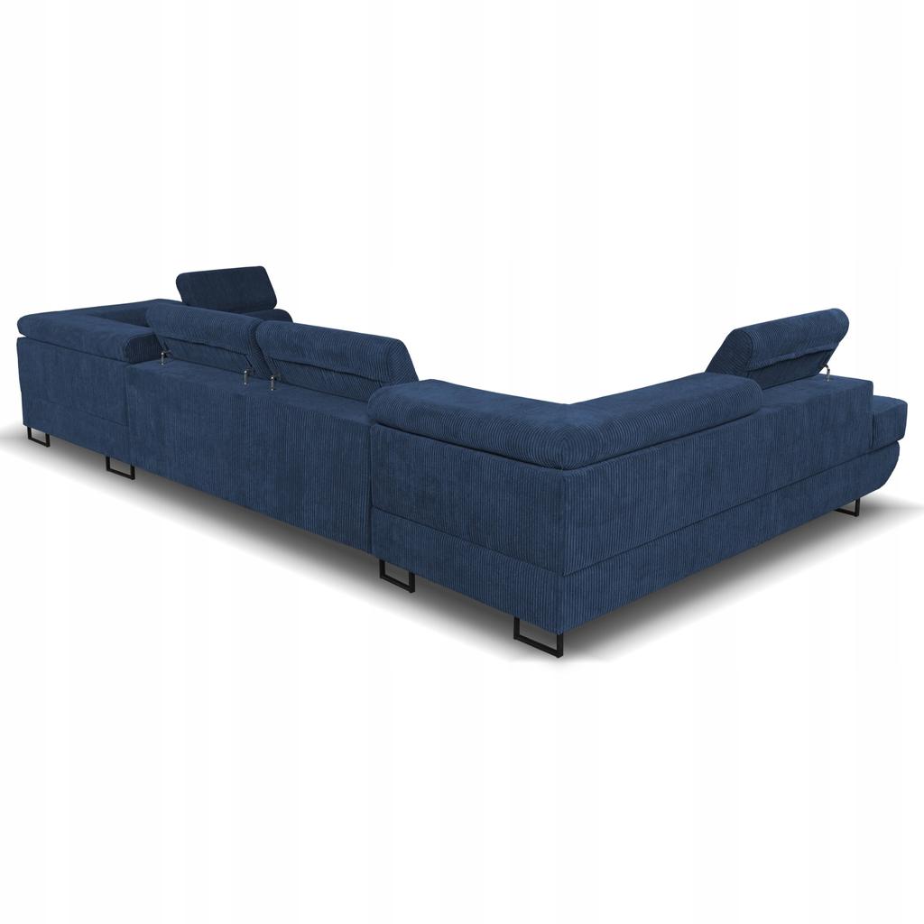 U-shaped Corner Sofa Bed, Extendable F. Savio Family Sleeping Furniture Navy Corduroy