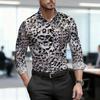 2026 Nuova Camicia da Uomo Personalità Retrò Stampa Leopardata Manica Lunga Business Slim Fit Tendenza Moda Top Casual da Uomo