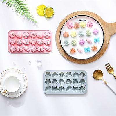 1Pc 18 Cavities Flower Silicone Molds Diy Rose Flower Candy Molds Rose Leaf Bow Tie Shape Molds Pudding Soap Cookie Molds