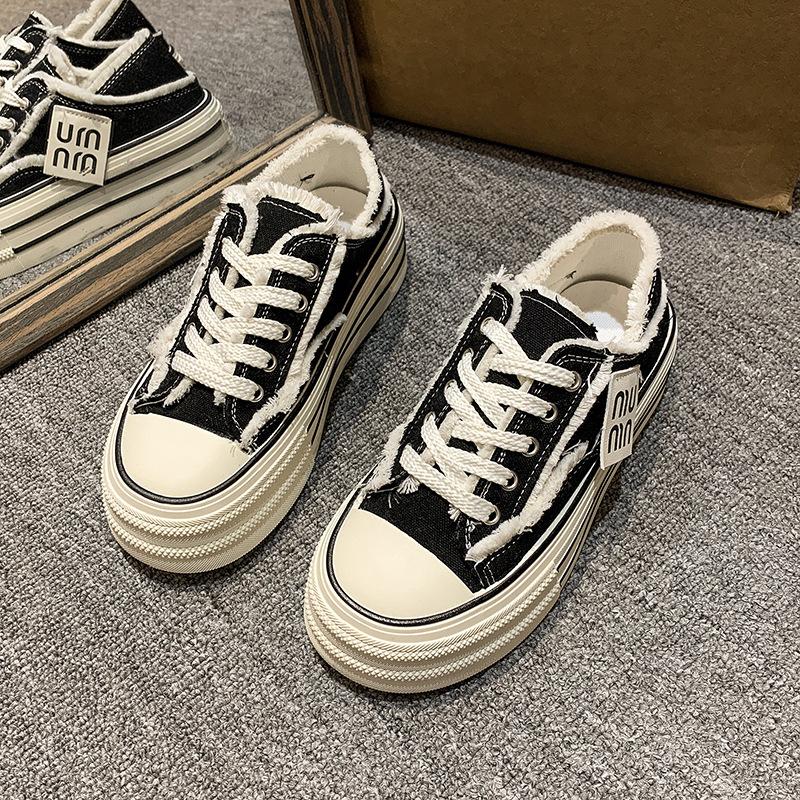 Baotou board shoes women's summer outer wear student versatile canvas shoes without heel lazy board shoes platform ins beggar