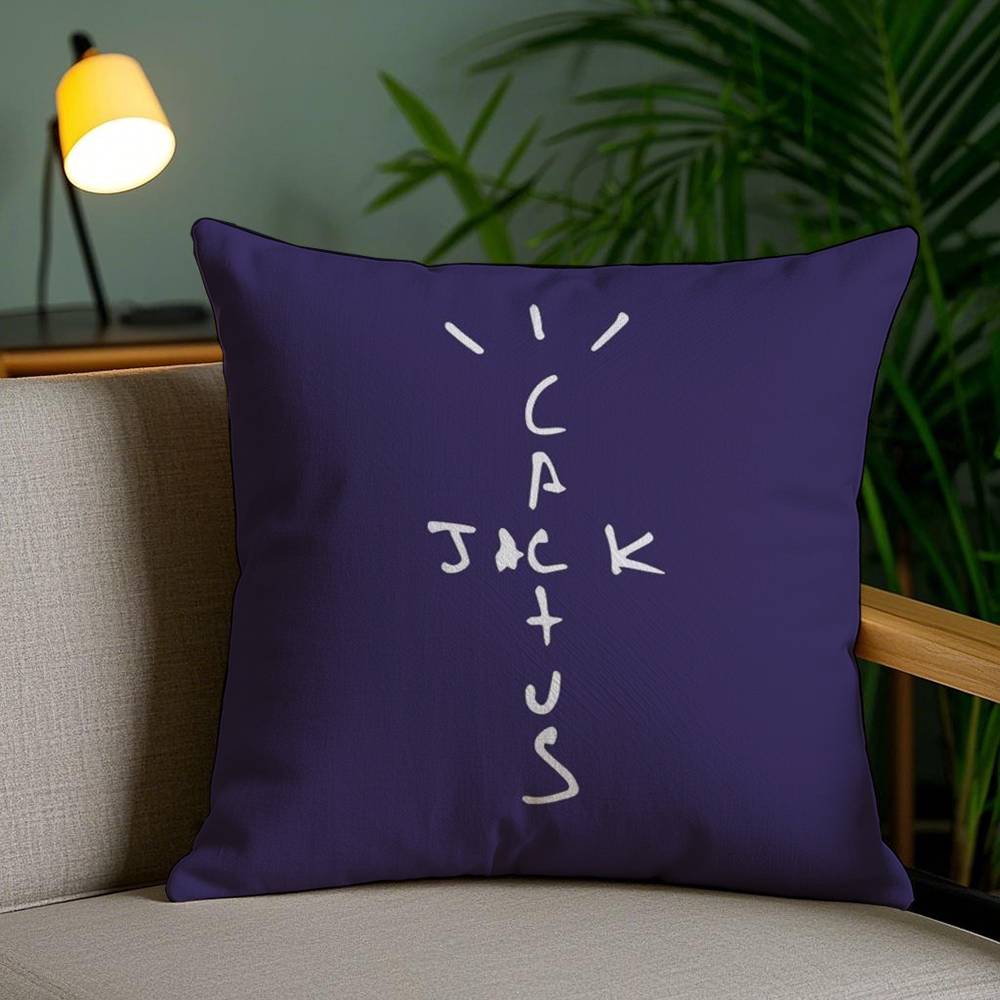 Cool C-Cactus Jack Pillow Case Home Dorm Chair Back Short Plush Double-Sided Printing Office Nap Time Cushion Cover