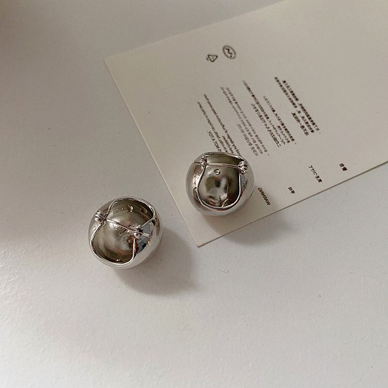 

Women s Metallic round Ball Light Luxury Temperament Ear Studs Silver Earrings