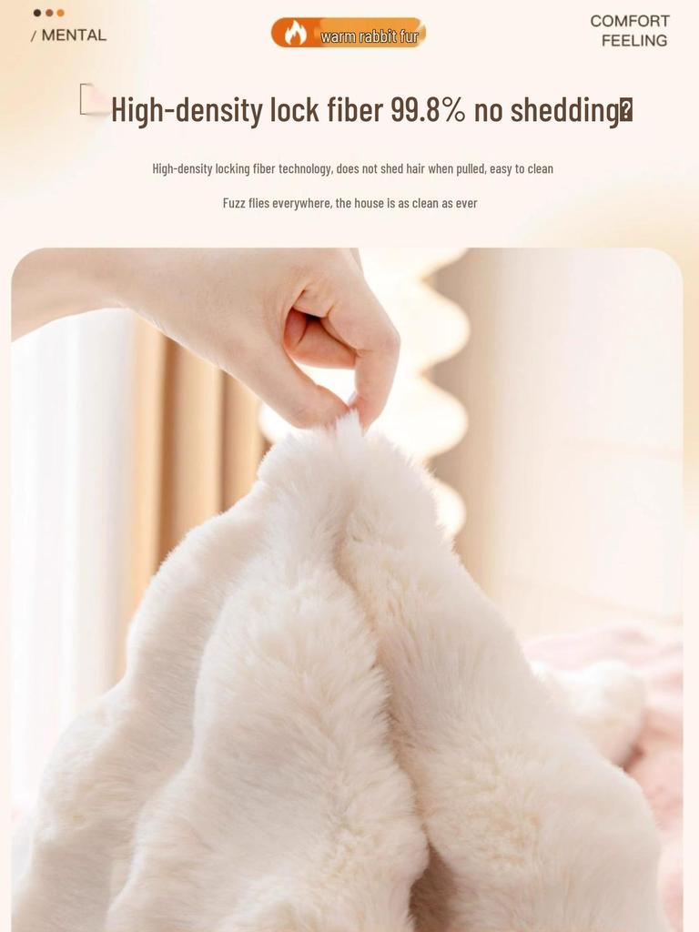 Non-Slip Rabbit Plush Winter Sofa Cushion & Tatami Blanket