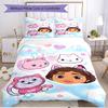 3pcs Duvet Cover Set (1*Duvet Cover + 2*Pillowcase, Without Core), Gabby's Dollhouse Print Soft All‑Season Bedding Set, Home Bedroom Decor Gift