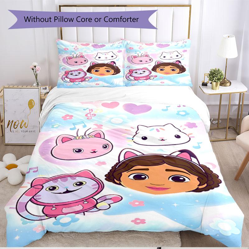 3pcs Duvet Cover Set (1*Duvet Cover + 2*Pillowcase, Without Core), Gabby's Dollhouse Print Soft All‑Season Bedding Set, Home Bedroom Decor Gift