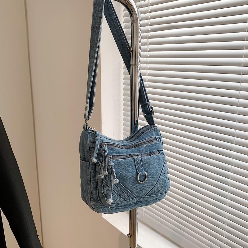 Retro lightweight denim large-capacity bag 2025 autumn new trendy women's bag casual shoulder messenger small square bag