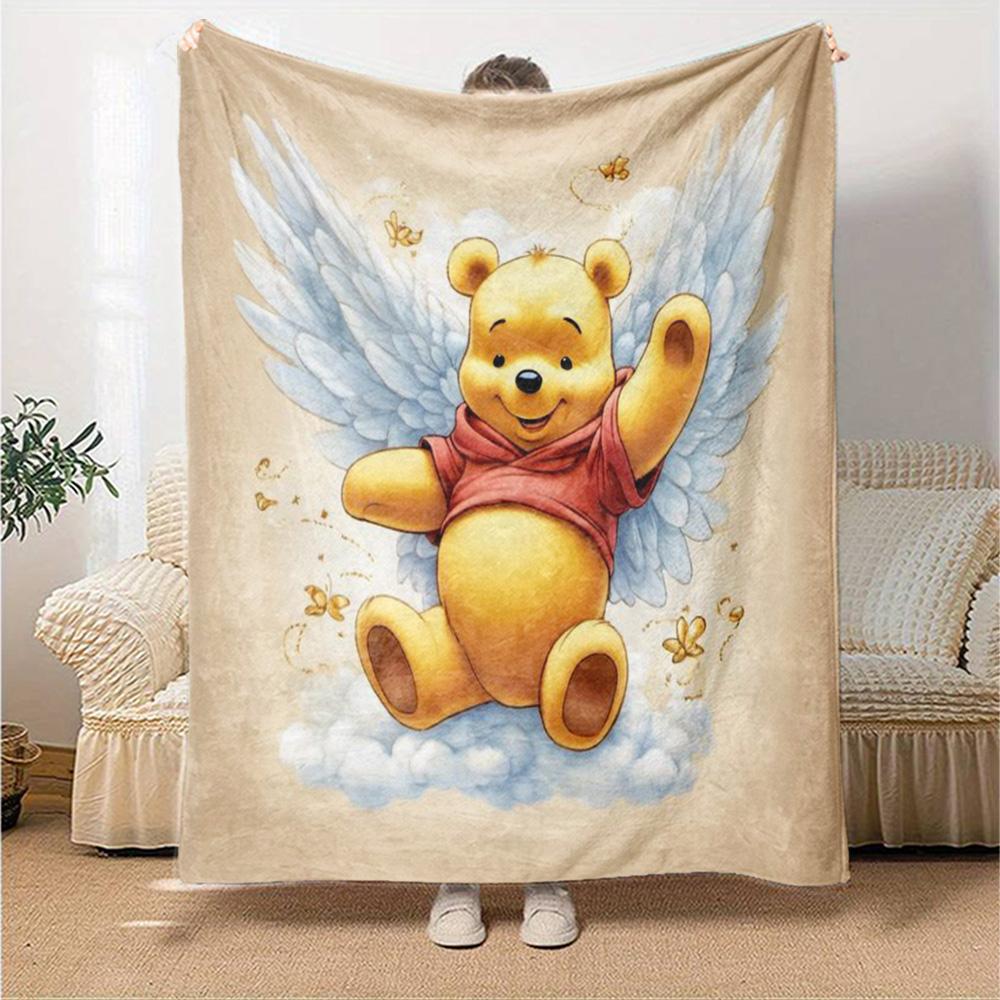 Winnie Pooh Angel Flannel Blanket Super Soft Warm Cozy Blanket For Sofa Bed Office Travel Allseason Home Decor Gift