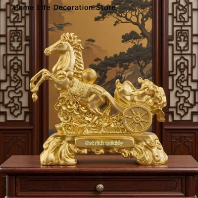 Copper Statue 2026 Year Of The Horse Feng Shui Zodiac Animal Sculpture Fortune Wealth Ornament For Desktop Bookshelf Decorative