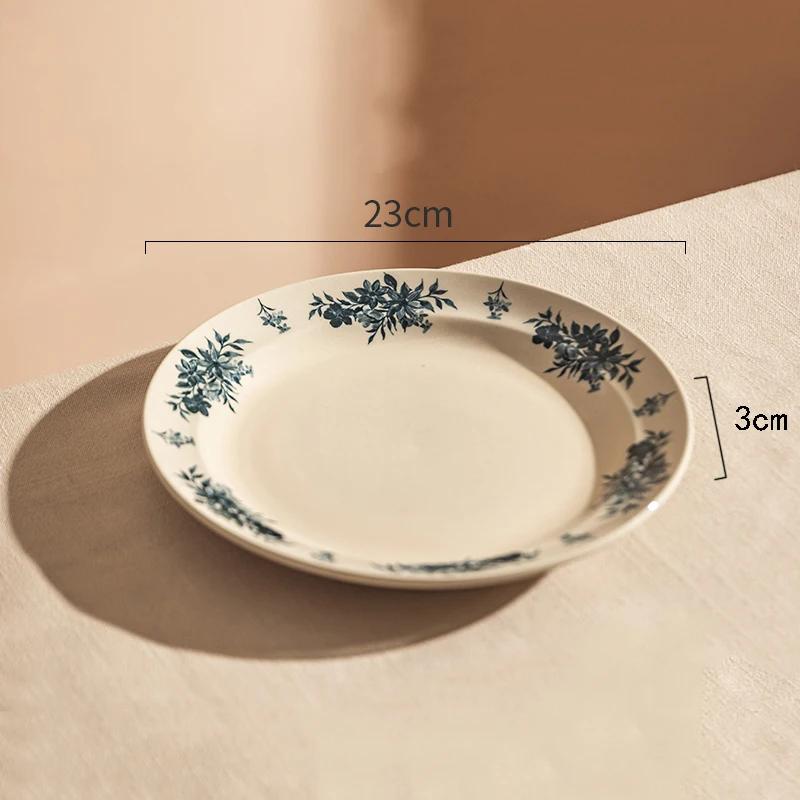 Retro Chinese Style Ceramic Plate Light Luxury Restaurant Plates Breakfast Dessert Trays Delicious Dishes Household Tableware