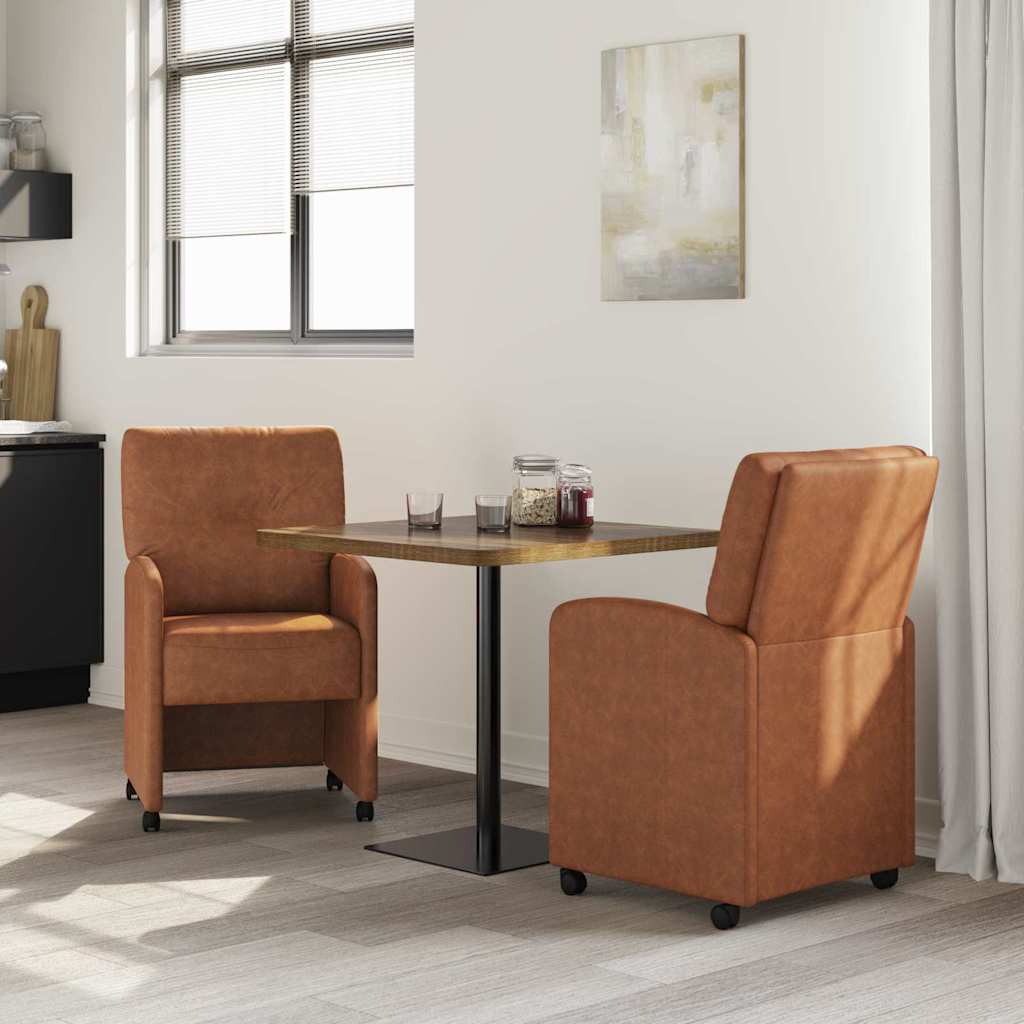 Dining Chairs with Casters 2 pcs Brown 57 x 67 x 95 cm