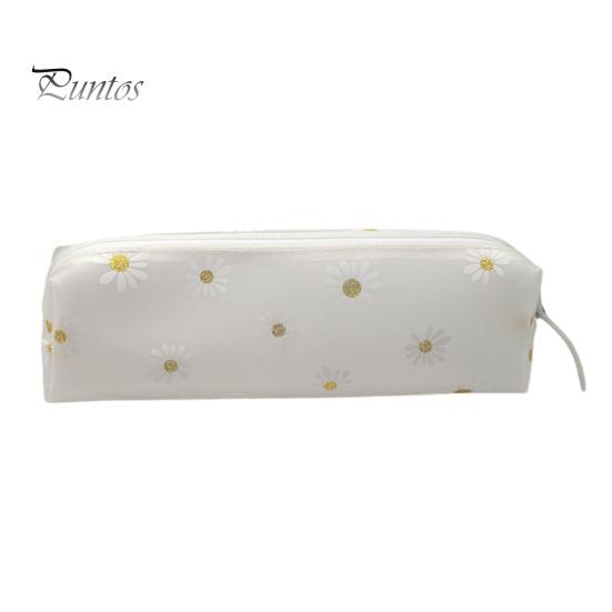 Waterproof Pencil Bag Flower Case, Large Capacity PVC Pen Pouch, Case Stationery for Students, School Supplies Organizer Long Compartment