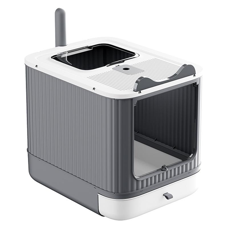 Extra velký skládací uzavřený kočičí záchod s deodorizérem a zásuvkou proti rozstřiku