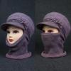 Women'S Rabbit Fur Winter Hat Scarf Combo Windproof Ear Protection For Mothers Thickened Knitted Beanie For Outdoor Riding Gift