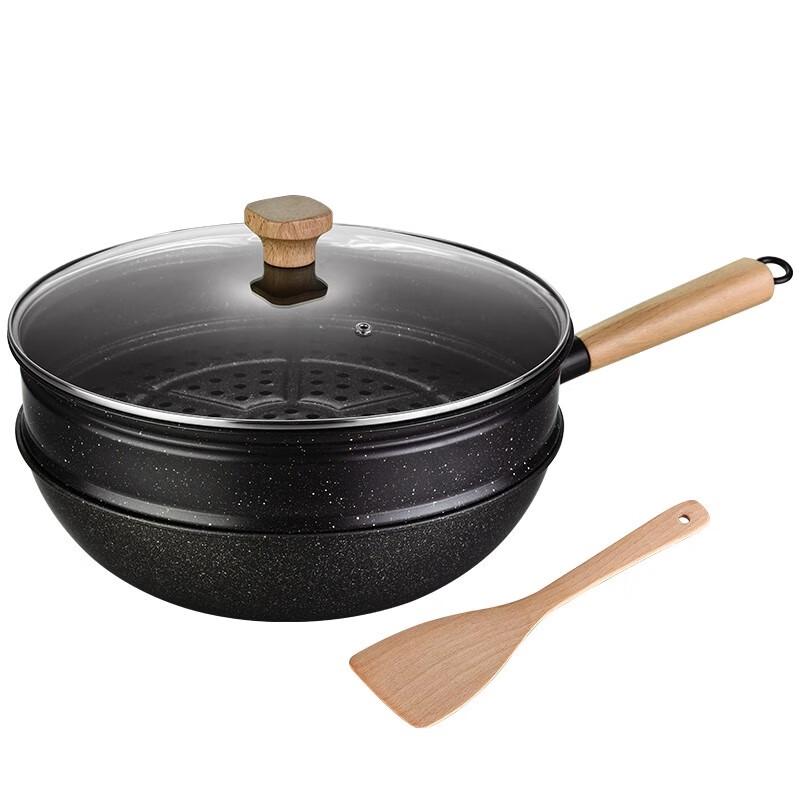 Hanle Maifan Stone Non-stick Wok Set with Steamer and Spatula