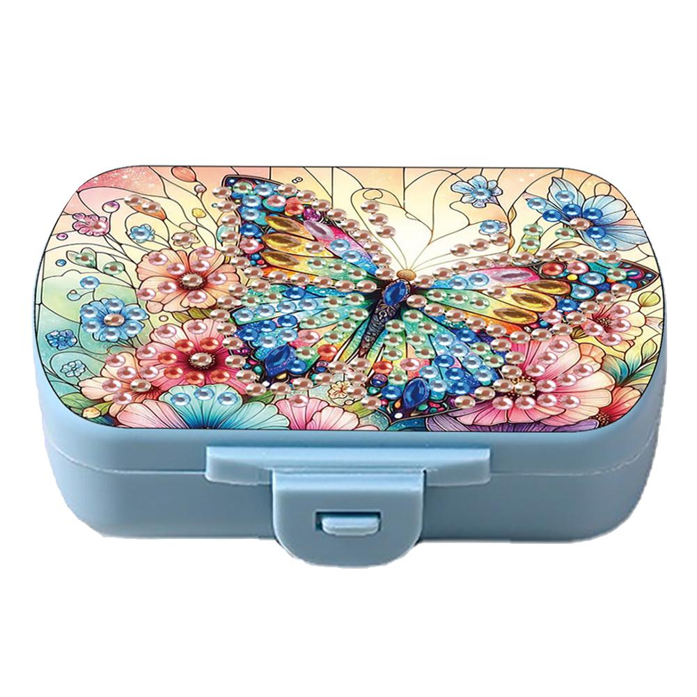 Butterfly Diamond Painting Medicine Box Diamond Art Pill Storage Box for Travel
