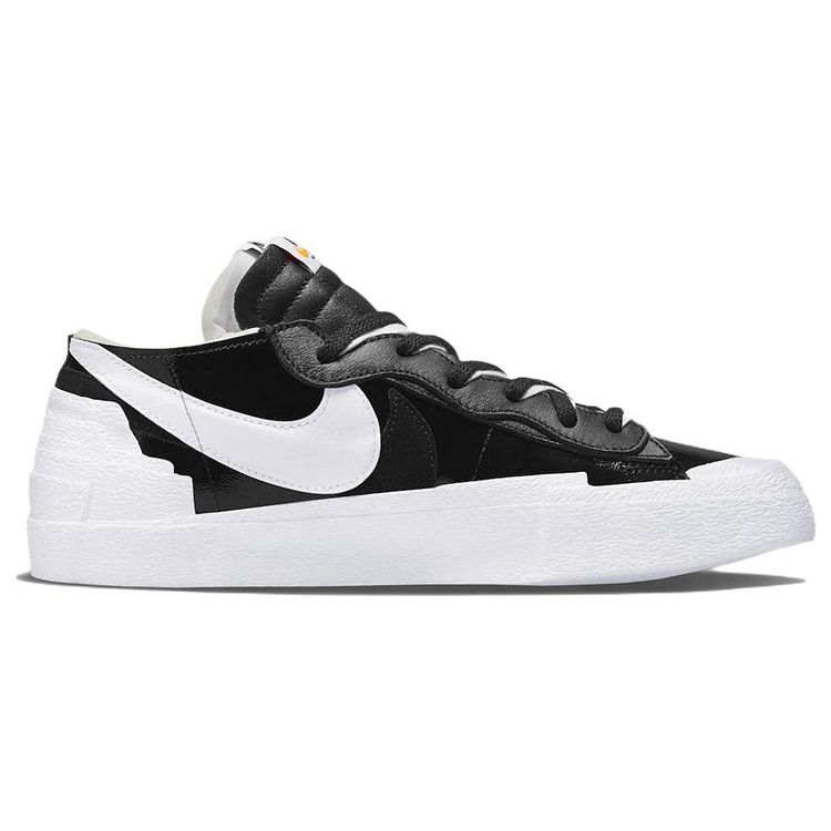 Nike Sacai x Blazer Низькі чорні лаковані кросівки унісекс білі DM6443-001