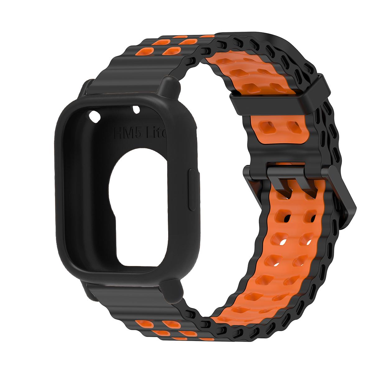 

Морський ремінець+чохол для Redmi watch 5 Active/Lite Двоколірний океанічний ремінець Силіконова накладка для Redmi 5 Lite/Active Спортивний браслет Бампер for redmi 5 active