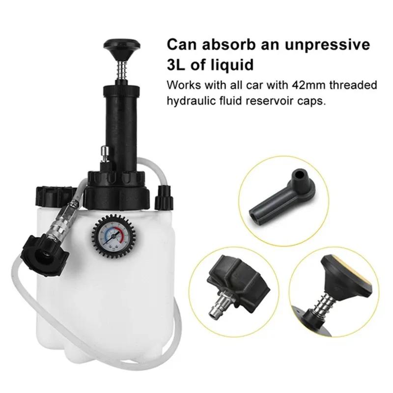3L Auto Manuelles Bremsenentlüftungsgerät Flüssigkeitsölwechsler Hydraulische Kupplungsölpumpe Leerer Austausch Entleerter Satz mit Adapter Ersatzwerkzeug