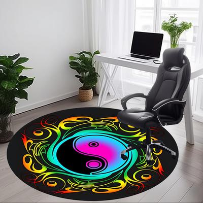 1pc Yin Yang Symbol Chair Carpet for Office Non-Slip Mat for Office - Decorative Floor Mat  Yy251030264