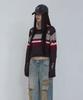 Uusoo Damaged Boat Neck Pullover_ Gray Multi Stripe
