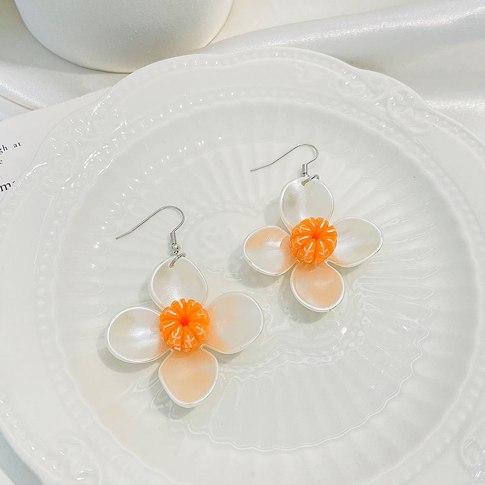 Módní Kreativní Design Sladké Kumquat Oranžové Ovocné Náušnice Pro Ženy